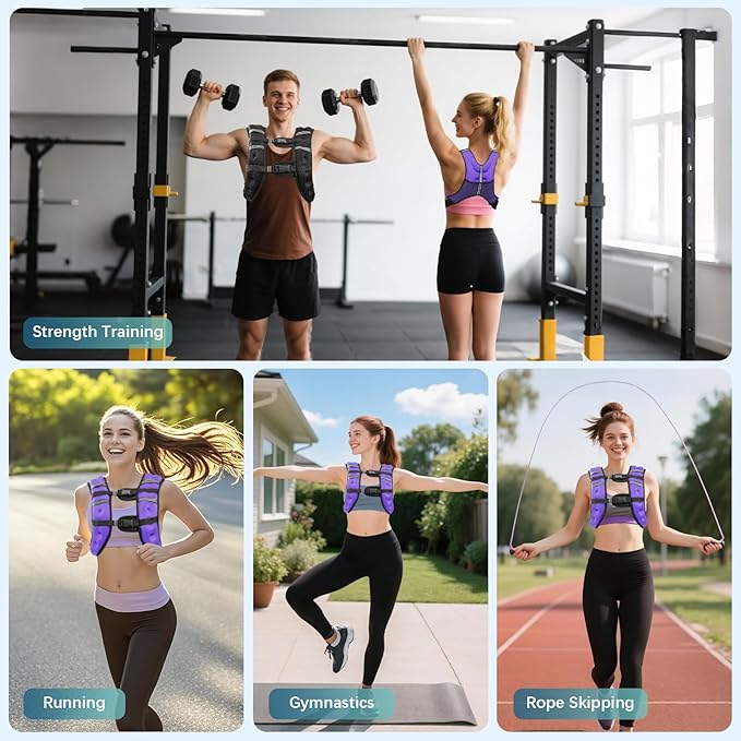 Weighted Vest, 8lb/12lb/16lb/20lb/25lb/30lb Weight Vest with Two Adjustment Straps for Men Women, Weight Vests with Reflective Stripe for Strength Training, Running, Jogging, Walking