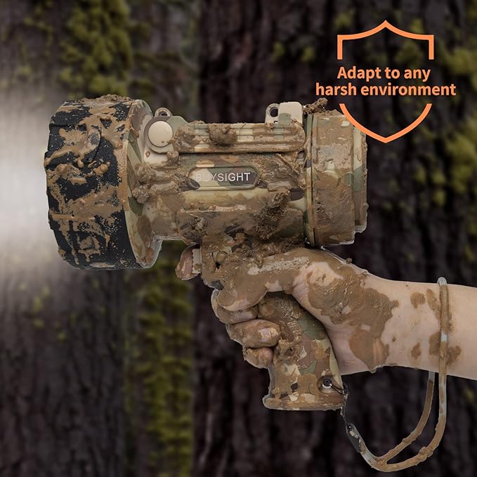 BUYSIGHT Rechargeable Spotlight Flashlight,Super high lumens Hand held Spotlight Waterproof Flashlight Hunting Lamp with red Filter (Camouflage Grey)