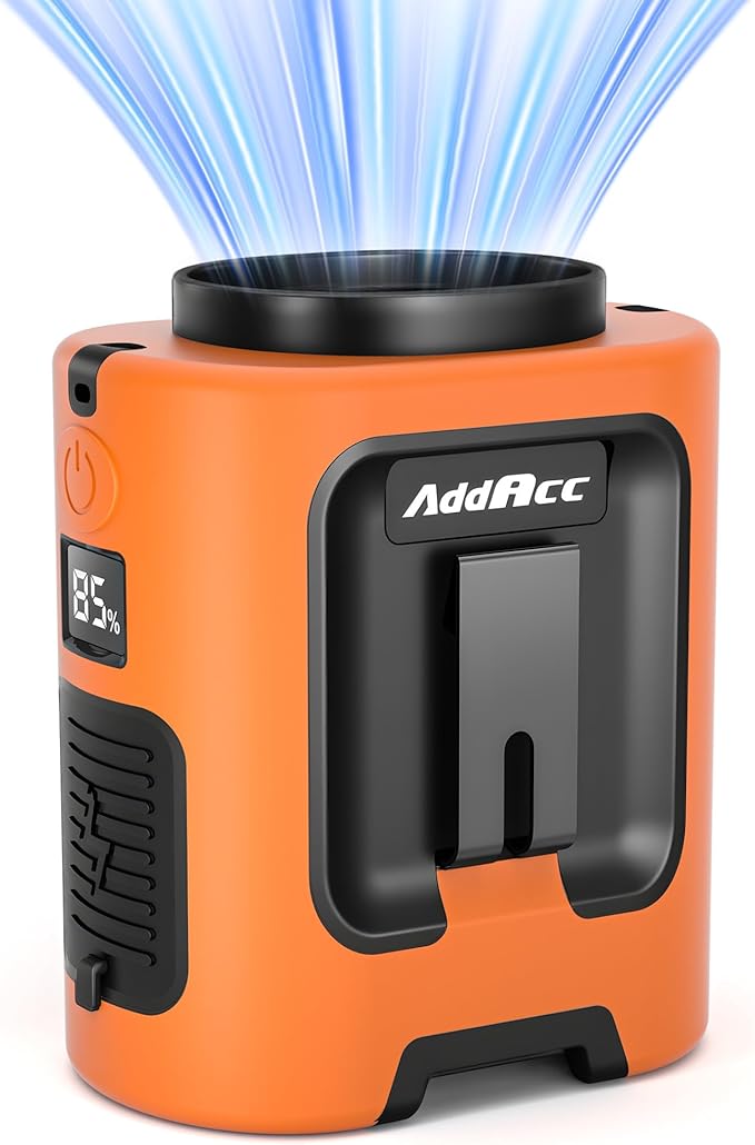 Portable Waist Fan, 4 Speeds 13000RPM Strong Airflow, Clip On Belt & Rechargeable, Battery Operated 24Hrs, Power Bank, Hands-Free Personal Shirt Fan for Outdoor Jobsite Camping Travel