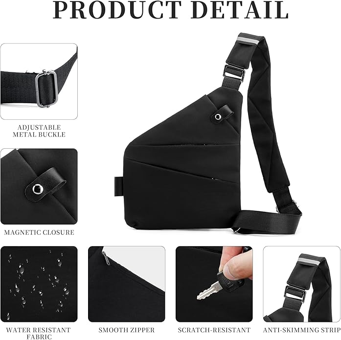 Anti Theft Crossbody Travel Bag for Women Men,Multi-pocket Crossbody Bag,Slim Sling Bag with Adjustable Strap