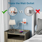 K KASONIC - 3-Outlet Grounding Adapter, [UL Listed] Plug Extender, Heavy-Duty Grounded Power Tap - 3 Pack (Orange)