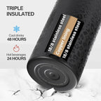 KXIAOCHEN Insulated Water Bottle, Stainless Steel Water Bottle, 2 Lids (Straw and Handle Lid),Wide Mouth Metal Water Bottles Keep Hot and Cold, Double Walled, Thermo Mug, Metal Canteen