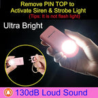 130dB Personal Safety Alarm Strobe Light. Loud Sound Keychain Siren with Carabiner for Women, School Children, Night Runners, Hiking. Bear Alarm Deterrent. SOS Emergency Self Defense Alerts. Rose Gold