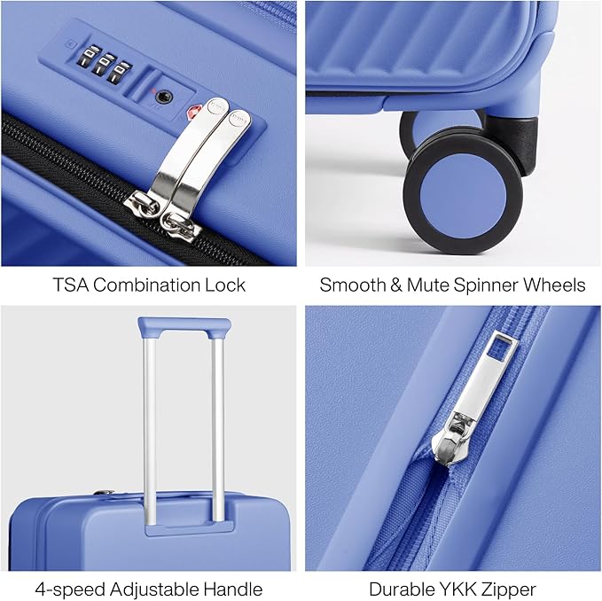 mixi 24 Inch Large Expandable Checked Luggage PC Hard Shell Suitcase Top Opening Rolling Travel Suitcases with Spinner Wheels & TSA Lock, Dreamy Purple