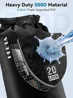 HEETA Waterproof Dry Bag with Front Zippered Pocket for Women Men, 5L/10L/20L/30L/40L Roll Top Lightweight Dry Storage Bag Backpack for Travel, Kayaking, Boating, Rafting, Camping, Hiking & Beach