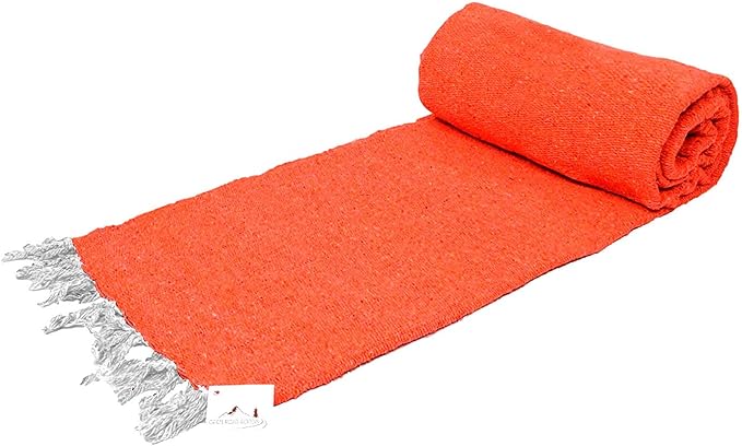 Open Road Goods Solid Color Mexican Yoga Blanket – Large Handwoven Throw for Yoga, Beach, Camping or Home – Soft and Durable Cotton Blend