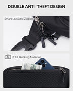 WATERFLY Lightweight Small Fanny Pack: 1.5L Mini Slim Crossbody Waist Belt Hip Bag with RFID Blocking, Anti-Theft & Water Resistant Pouch for Women Men Travel Hiking Running Walking EDC