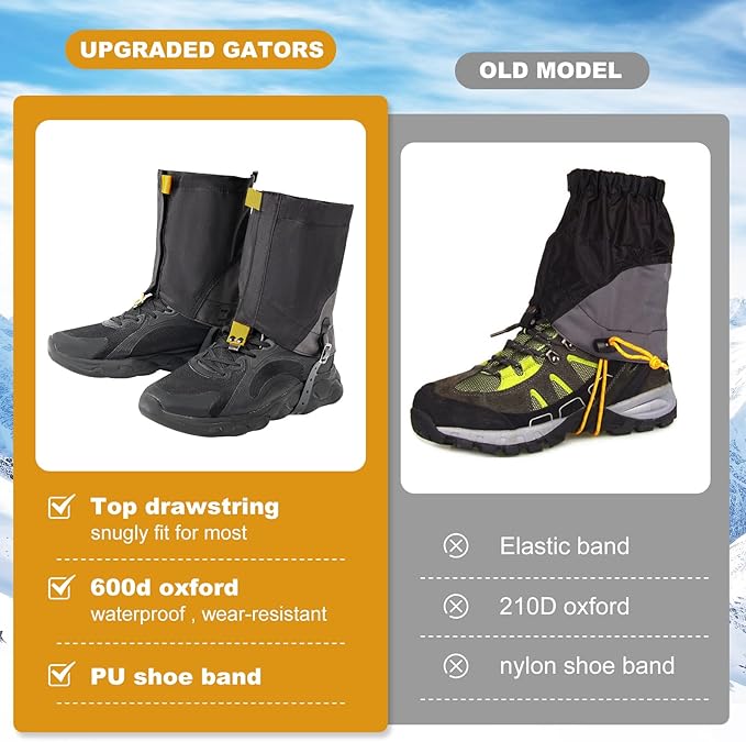 Waterproof Trail Gators for Hiking Boots Adjustable Ankle Leg Gaiters for Men Women Shoe Gaiters Snow Boot Covers Snowshoeing