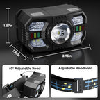 3 Pack Headlamp Rechargeable, 1200 Lumens LED Head Lamp with Red Light, Motion Sensor, 10 Modes, 60° Adjustable Head Lights for Forehead, IPX5 Waterproof Headlamps for Adults - Running,Camping,Hiking