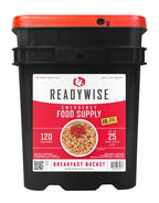 ReadyWise Emergency Food Supply - 120 Servings Breakfast Bucket, Freeze Dried & Dehydrated Meals, Survival Food Kit for Backpacking, Camping Essentials & Prepping Supplies, up to 25 Year Shelf Life