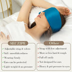 100% Mulberry Silk Sleep Mask Eye Mask for Women Man with Adjustable Band, for Side Sleeper Blackout Sleep Mask for Travel Rest and Office Large Size (Blue)