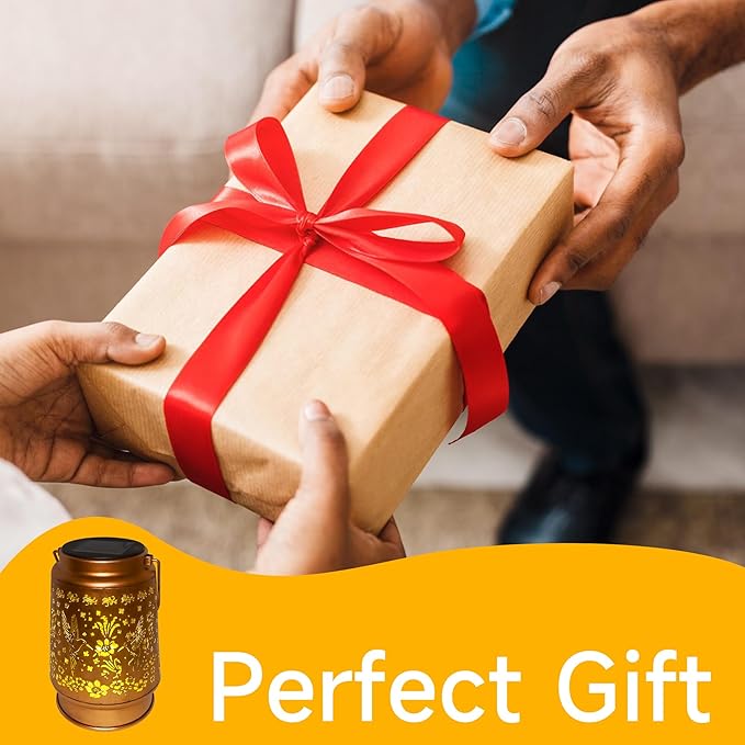 Lawn Social Solar Lanterns Outdoor Waterproof, Hummingbird Metal Hanging Solar Lights for Outside, Garden Decor Birthday Gifts for Women Mom Grandma, Outdoor Lantern for Patio Yard Balcony Porch