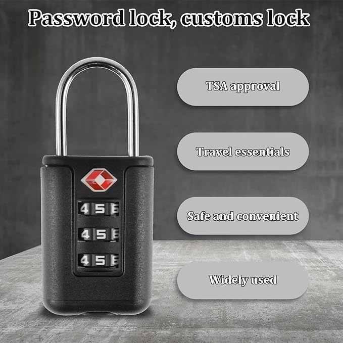 6 Pack Luggage Locks TSA Approved 3 Digit Travel Combination Portable Small Padlocks Stainless Steel TSA Accepted Toolbox Locks for Travel Bag Suitcase Lockers