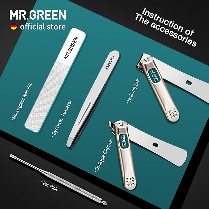 MR.GREEN Portable Manicure Sets Pedicure kits Stainless Steel Nail Clippers Tool Travel Grooming Case Nail Scissors Gift Box (Mr-6101)
