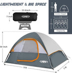 Camping Tent 4 Person, Waterproof Windproof Tent with Rainfly Easy Set up-Portable Dome Tents for Camping
