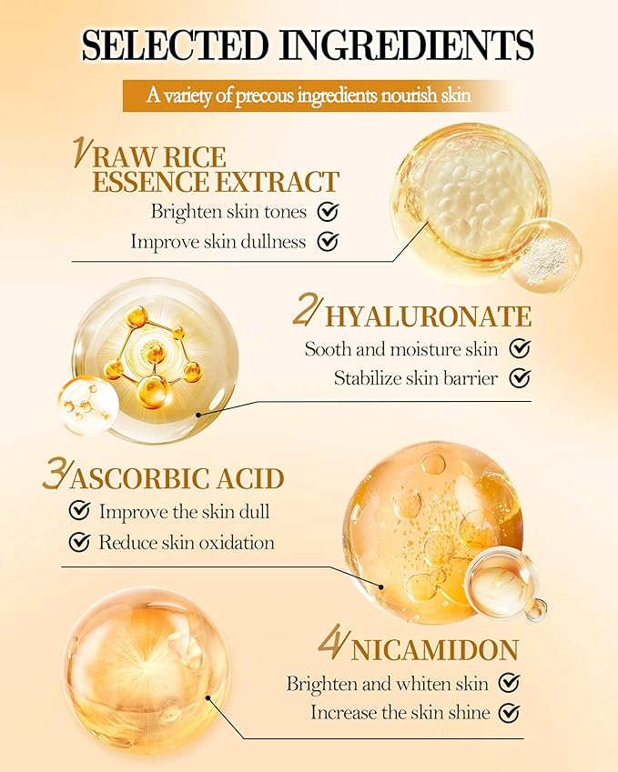 Skin Care Set,5Pcs Rice Raw Pulp Soft Travel Kit for Women, Moisturizing Brilliant Skin Rejuvenating Care Kit, Women’s Mother's Day Skincare Beauty Products Gift Kit for Mom Wife Teenage Girls
