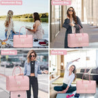Letter Weekender Bags for Womens - Duffle Bag with Shoe Compartment Personalized Overnight Bag with Toiletry Bag Duffel Bags for Gym Hospital Bags Gift for Women Pink (Letter M)