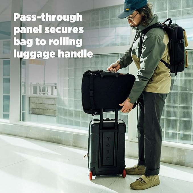Topo Designs Global Travel Bag – 30L or 40L - Carry-On Compliant Most Airlines, Durable Travel Duffel Bag, Clam Shell Main Pocket, Laptop Sleeve, Backpack, Luggage (30L / Navy/Sahara)