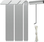 AAGUT Tent Stakes, Tent Stake Metal Garden Edging Fence Hooks Yard Camping Stake Heavy Duty Galvanized 9 Inch (9 Inch Tent Stakes KIT, 25)