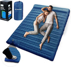 Double Sleeping Pad for Camping, 5" Extra-Thick Inflatable Camping Pad 2 Person with Built-in Foot Pump,Comfort Camping Mat with Pillow, Lightweight Sleeping Mat, Supports Up to 800 lbs-Blue