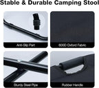 Lightweight Backpack Stool Cooler Chair Heavy Duty 350lbs for Adults, Folding Camp Stool with 15L Insulated Cooler for Fishing, Black