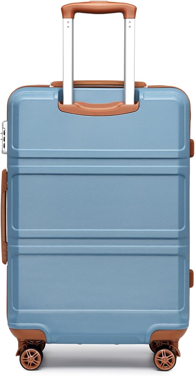 Kono 4 Piece Luggage Sets Expandable(only 28") Lightweight with Spinner Wheels TSA Lock Hardside Travel Rolling Suitcases 20in 24in 28in Carry on and 12in Mini Cosmetic Case Apricot Blue