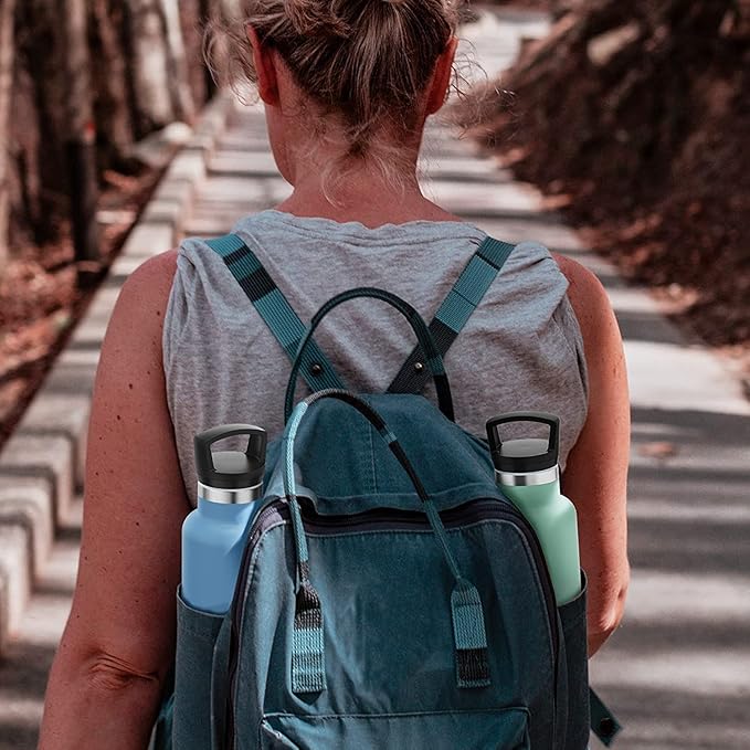 Stainless Steel Double Wall Water Bottles, Vacuum Insulated Bottle With Straw Lid, Insulated Water Bottle Keeps Water Cold for 24 Hours, Hot for 12 Hours, Hiking, Sports