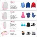 Voova 6 Set Compression Packing Cubes, Travel Accessories Expandable Packing Organizer Bags Set for Carry on Suitcase, Durable Luggage Packing Cubes for Travel Essentials, Pink