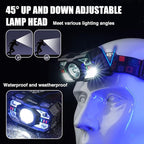 Headlamp Rechargeable, 1200 Lumen Super Bright LED Headlight Motion Sensor, 10 Mode Waterproof Lightweight Headlamp Flashlight with Red Light, for Hiking Running Fishing Cycling Camping