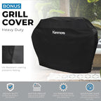 Kenmore 4-Burner BBQ Gas Grill with Searing Side Burner, Propane Grill, 52,000 BTUs, Warming Rack, Electronic Ignition & Cast Iron Cooking Grates, Black/Copper + Bonus Cover