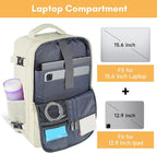 Taygeer Travel Backpack for Women, Carry On Backpack with Shoe Pouch, TSA 15.6" Laptop Back Pack Flight Approved, College Gym Bag Casual Daypack for Weekender Business Hiking,Beige