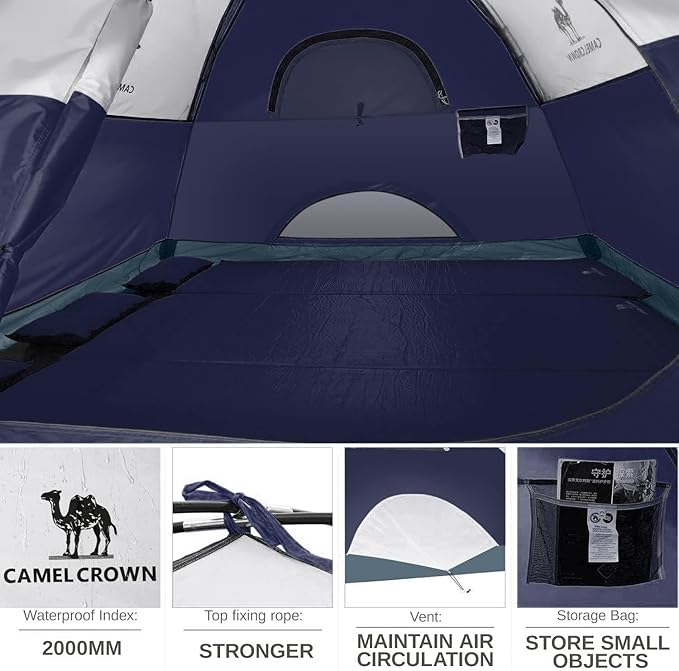 CAMEL CROWN Tents for Camping 2/3/4/5 Person Camping Dome Tent, Waterproof,Spacious, Lightweight Portable Backpacking Tent for Outdoor Camping/Hiking