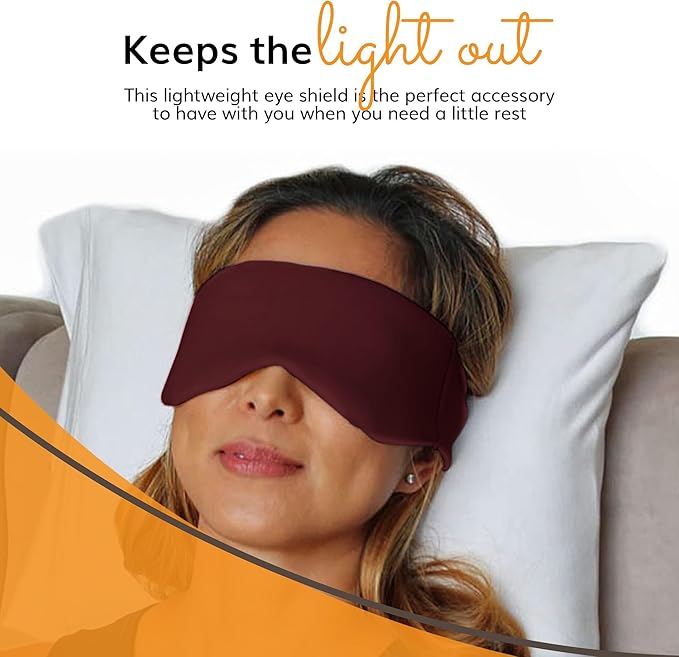 Happyluxe Escape Sleep Mask - Buttery Soft Airplane Eye Mask for Sleeping or Napping in Bed. Machine Washable. - Cabernet Red, Made in USA