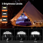 Odoland Portable Misting Fan with Light, 30000mAh Rechargeable Battery Camping Fan with 2 Spray Mister, Outdoors Tent Ventilador with Remote and Hook for Indoor Cooling Hiking Patio, Black