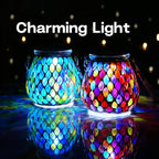 Mosaic Red Solar Lanterns, Outdoor Glass Hanging Lights, Waterproof, Solar Table Lamps, Christmas Gifts for Women Mom Grandma, Night Lights, Decoration for Garden, Patio, Yard, Party, Outdoor Decor