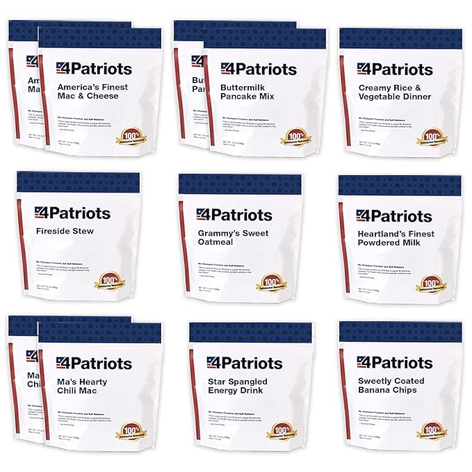 4Patriots Emergency Starter Food Kit: Emergency Food Supply Designed to Last 25 Years, 88 Servings