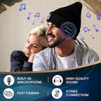 VIBELITE Bluetooth Beanie Hat with Light, USB Rechargeable LED Headlamp with Wireless Headphones, Gifts for Men, Him, Husband, Boyfriend, Dad Gifts for Dad, Husband, Father, Black