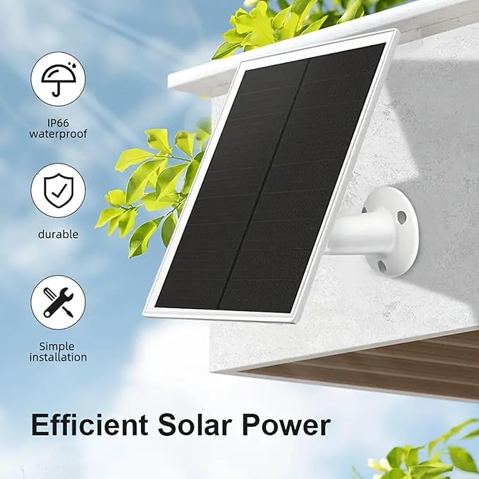 Solar Panel Charger for Arlo Essential 2K Outdoor(2nd Gen)/Essential XL Camera(2nd Gen)/Essential Spotlight, 5V 6W Continuously Charging, 9.8ft Cable, Weatherproof (2Pack)