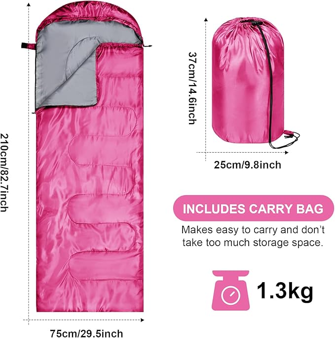 Tudomro 2 Pcs Camping Sleeping Bag for Adults, Lightweight Packable Waterproof Camping Gear Equipment to Keep Warm for Spring Summer Fall Indoor Outdoor Backpacking Hiking Travel
