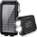 Solar-Charger-Power-Bank-49800mAh Portable Solar Phone Charger with LED Flashlight/15W Fast Charge USB C Waterproof External Backup Battery Pack for All Cell Phones & Electronic Devices