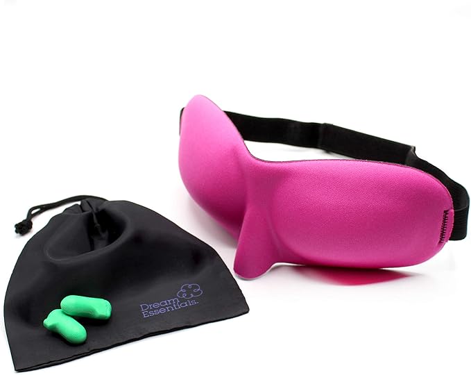 Wild Essentials Sweet Dreams Contoured Sleep Mask Kit with Travel Pouch and Earplugs Set ~ Pink