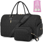 Duffle Bag for Travel, Weekender Bag with Shoe Compartment, Carry On Overnight Bag for Women with Toiletry Bag, Gym Bag with Wet Pocket, Hospital Bags for Labor and Delivery Beige