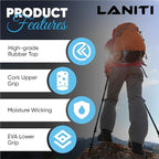 Laniti Nordic Walking Sticks – Adjustable Hiking Poles Expandable to 54" – Lightweight Trekking Poles with 10 Tips – Shock-Absorbing Carbon Fiber & Aluminum – for Men, Women