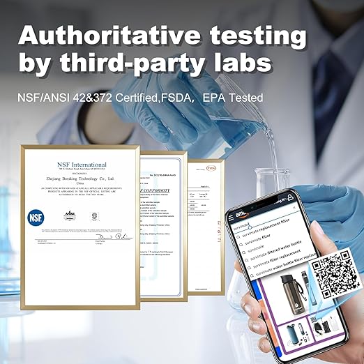 SurviMate Water Purifier Survival Pump，0.01 Micron 5-Stage Water Purifier System，Hand Pump Water Filter Portable Outdoor Emergency，Camping, Hiking, Backpacking