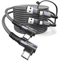 JSAUX 100W USB C Cable [2-Pack 10FT], Right Angle Fast Charging Cord with USB A to C Adapter for iPhone Air/iPhone 17/ iPhone 17 Pro/iPhone 17 Pro Max, iPhone 16/15, Samsung, MacBook, iPad - Grey