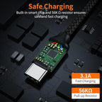 JXMOX USB C Cable,USB A to Type C 3A Fast Charging (10ft 2-Pack) Long Charger Cord Compatible with iPhone 15 16 Pro Max Plus,Samsung Galaxy S20 S10 S9 S8,Note 9 10,A50 A51 A60 A71,Moto Z2 Z3 (Black)