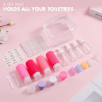 Muslish 21 Pack Travel Bottles for Toiletries, Leak-Proof TSA Compliant Silicone Travel Size Containers for Shampoo and Conditioner, BPA Free with Toiletry Bag (Pink)