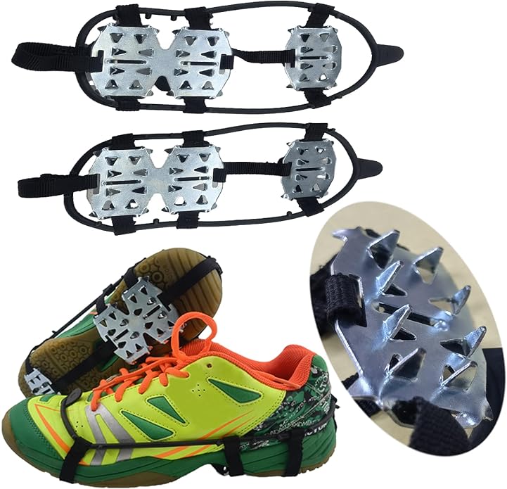 Universal Non Slip Gripper Spikes for Shoes, Ice Traction Cleat Grips with Steel Studs Crampon for Ice Sports