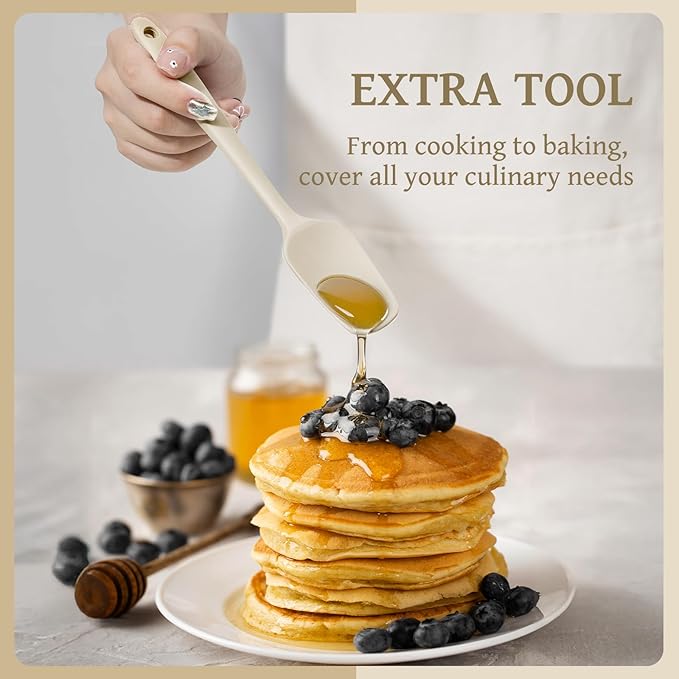 Kikcoin 43Pcs Large Kitchen Utensils Set - Silicone Cooking Utensils Set, Dishwasher Safe Spatula Set for Non-stick Cookware, 446°F Heat Resistant Kitchen Utensils Set with Holder BPA Free, Cream