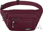CXWMZY Fanny Packs For Women & Men Waist Pack Hip Bum Bag with Multi-Pockets Large Capacity Waterproof Casual Bum Bag for Disney Traveling Casual Cycling Running Hiking (Wine Red)